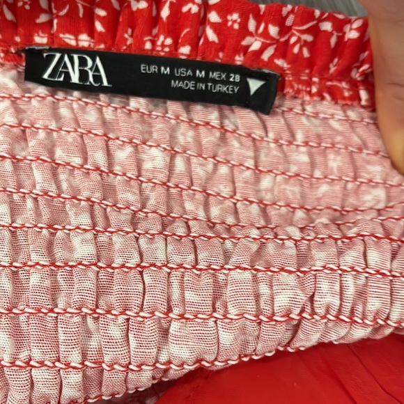 Zara Red Corset Style Floral Top - Picture 7 of 7